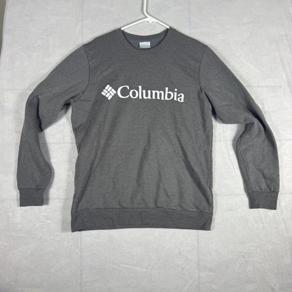 Columbia Men's Pullover Sweatshirt Gray Logo Fleece Crew Neck Long Sleeve Medium